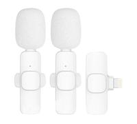 RIJPEX Professional Wireless Lavalier Lapel Microphone,Video Recording HD Radio One to Two,Microphone Suitable for Live Broadcast (White,B)