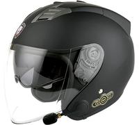 RIKCAT Casco Jet Motocicleta Bluetooth Dot/ECE Aprobado Motocicleta Retro 3/4 Medio Casco con Doble Visera Casco con Altavoz Incorporado para Respuesta automática B,M=57-58CM