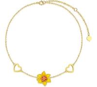 Rikelus Pulsera de oro auténtico de 375/9 quilates con flores y corazones para mujer, exquisita pulsera de oro amarillo y girasoles | Du bist meine Sonne Schmuckgeschenk zum Jahrestag Geburtstag für
