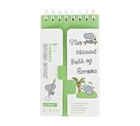 RIKIHOE 4PC-A7 Elephant Diary can cover the word book cute cartoon portable book-Green Island