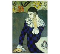 Rikin Liuff Arlequín sentado de Pablo Picasso Póster y grabados Arte mural de Pablo Picasso Cuadro de lienzo vintage para decoración de oficina 40x60cmx1 sin marco