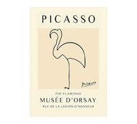 Rikin Liuff Arte mural de Picasso Póster minimalista de animales La pintura de lienzo flamenco Impresiones de Picasso Arte estético para la decoración de fotos 40x65cm sin marco