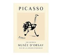 Rikin Liuff Arte mural de Picasso Póster minimalista de animales Pintura de lienzo de avestruz Impresiones de Picasso Arte estético para el hogar Decoración cuadrurosa 40x65cmx1 sin marco