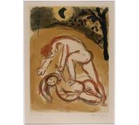 Rikin Liuff Caín y Abel de Marc Chagall Póster e impresión Surrealismo retro Arte mural Marc Chagall Pintura en lienzo para el hogar 40x65cm sin marco