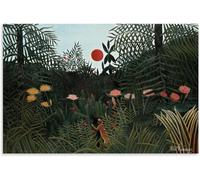 Rikin Liuff Cartel y impresión de Henri Rousseau Bosque Virgen al atardecer Cuadro de arte mural vintage Pintura de lienzo de Henri Rousseau para decoración del hogar 40x55cm sin marco