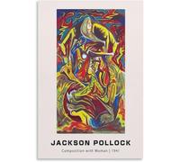 Rikin Liuff Composición con Mujer de Jackson Pollock Poster y Pintura Abstracta Lienzo Prinrs Jackson Pollock Wall Art para Decoración de Pared de Hogar 16x24in Sin Marco