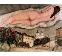 Rikin Liuff Desnudo sobre Vitebsk de Marc Chagall Póster y impresión Surrealismo Arte mural Marc Chagall Pintura en lienzo para el hogar 40x65cmx1 Sin marco