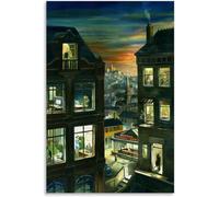 Rikin Liuff Edward Hopper Impresiones Edward Hopper Arte de pared Edward Hopper《Obras Oficinas de noche》Póster Pintura de lienzo retro para la decoración de la pared del hogar 40x65cm Sin marco