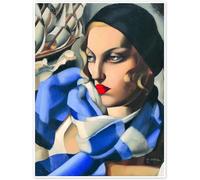 Rikin Liuff El póster de la bufanda azul de Tamara de Lempicka Pintura de lienzo Tamara de Lempicka Impresiones Estética de pared para decoración de casas 40x50cm sin marco