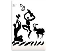 Rikin Liuff Famosos grabados de Pablo Picasso Arte mural《Tocador de flauta》Pintura de lienzo Póster de Pablo Picasso Imagen estética para decoración de oficina 40x60cmx1 Sin marco