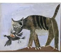 Rikin Liuff Gato agarrando un pájaro de Pablo Picasso Cartel de lienzo 50x70cm Sin marco