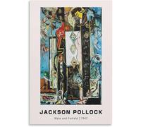Rikin Liuff Hombre y mujer de Jackson Pollock Póster y pintura Lienzo abstracto Prinrs Jackson Pollock Wall Art para decoración de pared de oficina en casa 16x24in Sin marco