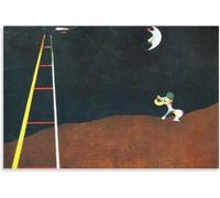 Rikin Liuff Joan Miro escalera Impresiones Surrealismo Arte de pared rojo Joan Miro Lienzo Póster Abstracto Gog Moon Pintura para decoración de pared de oficina 40x65cm Sin marco
