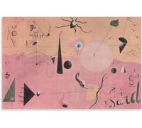 Rikin Liuff Joan Miro Impresiones de pájaros Surrealismo Arte de pared rojo Joan Miro Lienzo Póster Abstracto Pintura rosa claro para decoración de pared de oficina 40x65cm Sin marco