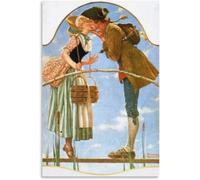 Rikin Liuff Kiss 1931 de Norman Rockwell Arte de pared Póster de Norman Rockwell y impresiones Pintura de lienzo de Norman Rockwell para decoración del hogar 50x75cm Sin marco