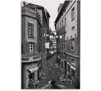 Rikin Liuff Naturaleza muerta y calle de M.C. Escher Póster de arte mural Estética de lienzo Grabados de M.C. Escher Pintura abstracta para decoración del hogar 40x50cm Sin marco