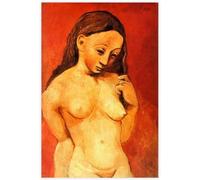 Rikin Liuff Nu Sur Fond Rouge de Pablo Picasso Póster e impresiones Cuadro de Pablo Picasso Cuadro vintage de lienzo para decoración de oficina 40x60cmx1 sin marco