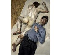 Rikin Liuff Póster de Lucian Freud《Dos hombres》Pintura de pared vintage Lucian Freud Grabados en lienzo abstracto Imagen para la decoración de pared de oficina en casa 40x55cm Sin marco