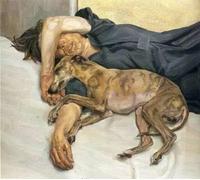 Rikin Liuff Póster de niña y perro de Lucian Freud Impresiones abstractas en lienzo Lucian Freud Realismo Arte mural Cuadro vintage para decoración de salón 40x40cmx1 sin marco