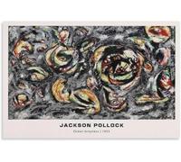 Rikin Liuff Póster y pintura Ocean Greyness de Jackson Pollock en lienzo abstracto Prinrs Jackson Pollock Wall Art para decoración de pared de oficina en casa 16x24in sin marco