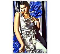 Rikin Liuff Retrato de la señora póster por Tamara de Lempicka Pintura de lienzo Tamara de Lempicka Grabados estéticos de pared para el hogar 40x50cm Sin marco