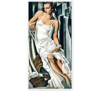 Rikin Liuff Retrato de una dama póster de Tamara de Lempicka Pintura de lienzo Tamara de Lempicka Grabados estéticos de pared para el hogar Decoración de 120x60cm Sin marco