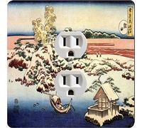 Rikki Knight 3279 Outlet Katsushika Hokusai Art Winter Landscape of Suda Design Outlet Plate