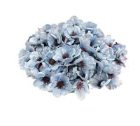 Rikyo 100 piezas de flores artificiales de seda de amapola de flores artificiales de amapola para otoño, rellenos de jarrones, guirnalda de corona, adornos de pastel (azul)