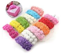 Rikyo 144 mini cabezas de rosas artificiales y tallo suave, rosa pequeña de polietileno de 25 mm que añade gasa para hacer tú mismo, boda, hacer pinzas para el pelo de novia, decoración de pastel