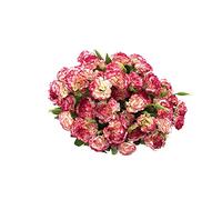 Rikyo 4 racimos de Flores de Seda Artificial, Ramo de Flores de 30,5 cm y Hoja Verde para Accesorios de Fotos, Fiesta en casa,Boda, Fiesta,decoración de Festivales (Borde Rojo Blanco)