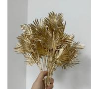 Rikyo 4 racimos de plantas artificiales doradas, arbustos tropicales de 14 pulgadas que adornan flores navideñas, fiestas en interiores y exteriores, para flores, coronas de flores, telón de fondo de