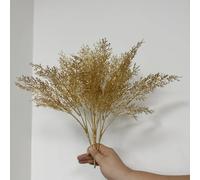 Rikyo 4 racimos de plantas artificiales doradas, arbustos tropicales de 14 pulgadas que adornan flores navideñas, fiestas en interiores y exteriores, para flores, coronas de flores, telón de fondo de