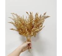 Rikyo 4 racimos de plantas de helecho Boston dorado, arbusto de vegetación tropical de 14 pulgadas, adornos florales navideños, fiesta interior y exterior para flores, coronas de flores de Navidad,