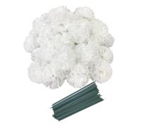 Rikyo 50 Cabezas de claveles de Seda Artificial con Conjuntos de Tallos,decoración para la Fiesta de Bodas de la Novia Relleno de jarrones para la decoración del Pastel de cumpleaños (Blanco Puro)