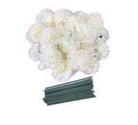 Rikyo 50 Cabezas de claveles de Seda Artificial con Conjuntos de Tallos,decoración para la Fiesta de Bodas de la Novia Relleno de jarrones para la decoración del Pastel de cumpleaños Champán