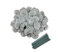 Rikyo - 50 cabezas de flores de clavel de seda artificial con tallos, rellenos para jarrones, cabezas de flores de cempasúchil para decoración de Diwali, guirnalda de corona para el día de muertos