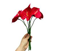 Rikyo 8 flores artificiales de lirio de anturio de 13 pulgadas permanentes para decoración del hogar, ramo de novia, boda, festival, fiesta, manualidades, arreglos de decoración de tiendas, accesorios