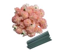 Rikyo Juego de 50 cabezas de flores artificiales de seda con tallos, rellenos de jarrón, cabezas de flores de caléndula para decoración de Diwali, corona del día de los muertos, adornos de pasteles,