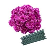 Rikyo Juego de 50 cabezas de flores artificiales de seda con tallos, rellenos de jarrón para decoración del hogar, bodas, fiestas, cumpleaños, pasteles, ramilletes hechos a mano, cabezas de pétalos de