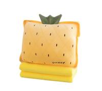 Rikyo Juego de Manta y Almohada de Viaje de Frutas rellenas de 15 Pulgadas,Almohada de Peluche 3 en 1 para abrazar con Manos calentadas,Manta de Almohada para niños,Siesta de Oficina Amarillo - Piña