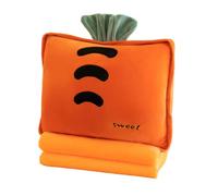 Rikyo Juego de manta y almohada de viaje de frutas rellenas de 15 pulgadas, almohada de peluche 3 en 1 para abrazar con manos calentadas, siesta de oficina (zanahoria, naranja)