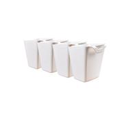 Rikyo Paquete de 4 soportes para colgar tazas,accesorios para carrito de ruedas10,9 x 10,9 cm,contenedores para colgar cubos,soporte para lápices de maquillaje, contenedor de cocina colgante (blanco)