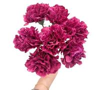 Rikyo Ramos de 11 Pulgadas, 10 claveles,no se decolora, Mini pétalos de Seda de Clavel, Flores Falsas para Siempre para Accesorios de Fotos, decoración del hogar, Fiesta y Boda (Rosa Rojo)