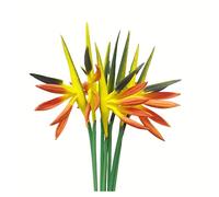 Rikyo Strelitzia - 6 Flores Artificiales Multicolor de 23 Pulgadas, Permanentes y Tropicales de Imitación para Decoración de Oficina, Hogar, Fiesta, Plantas en Maceta (Naranja Amarillo)