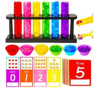 Rileryan Juego de 105 piezas de tubos de ensayo para contar y clasificar colores, accesorios sensoriales para llenar contenedores a juego con gemas acrílicas, cristales, cuencos y tazones