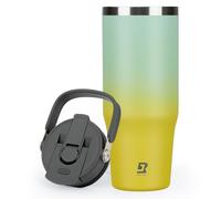 Riley Joy 2.0 Botella de acero inoxidable de 1 l con pajita y asa, apta para lavavajillas, taza de café a prueba de fugas, color amarillo