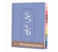 Rileys 2025-2026, Diario, Semanal Y Mensual, Julio De 2025 - Junio De 2026, Hojas Para Notas, Encuadernación De Doble Espiral, Agenda Semanal Para La Escuela (20 X 15 Cm, Azul, Alemán)