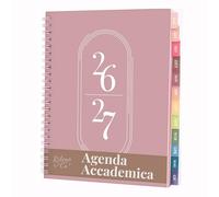 Rileys Agenda Escolar 2026-2027, Agenda Anillas 2026 con Planificador Diario Académica, Planner Universitaria para uso Escolares, Dietario tipo para Citas (20 × 15 cm, Rosa, en italiano)