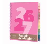 Rileys Agenda Escolar 2026-2027, Agenda Anillas 2026 con Planificador Diario Académica, Planner Universitaria para uso Escolares, Dietario tipo para Citas (20 × 15 cm, Rosa, Robusto, en francés)