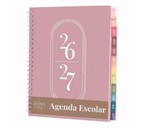 Rileys Agenda Escolar 2026-2027, Agenda Anillas 2026 con Planificador Diario Académica, Planner Universitaria para uso Escolares, Dietario tipo para Citas (20 × 15 cm, Rosa, en español)